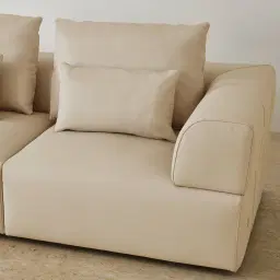 Riviera Almond Cream 2 Pieces Modular Leather Sofa