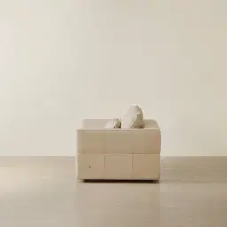 Riviera Almond Cream 2 Pieces Modular Leather Sofa