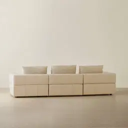 Riviera Almond Cream 3 Pieces Modular Leather Sofa