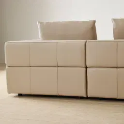 Riviera Almond Cream 3 Pieces Modular Leather Sofa