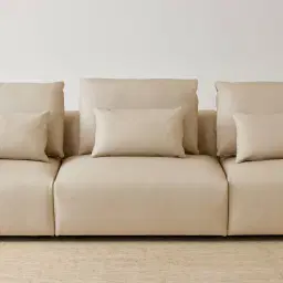 Riviera Almond Cream 3 Pieces Modular Leather Sofa