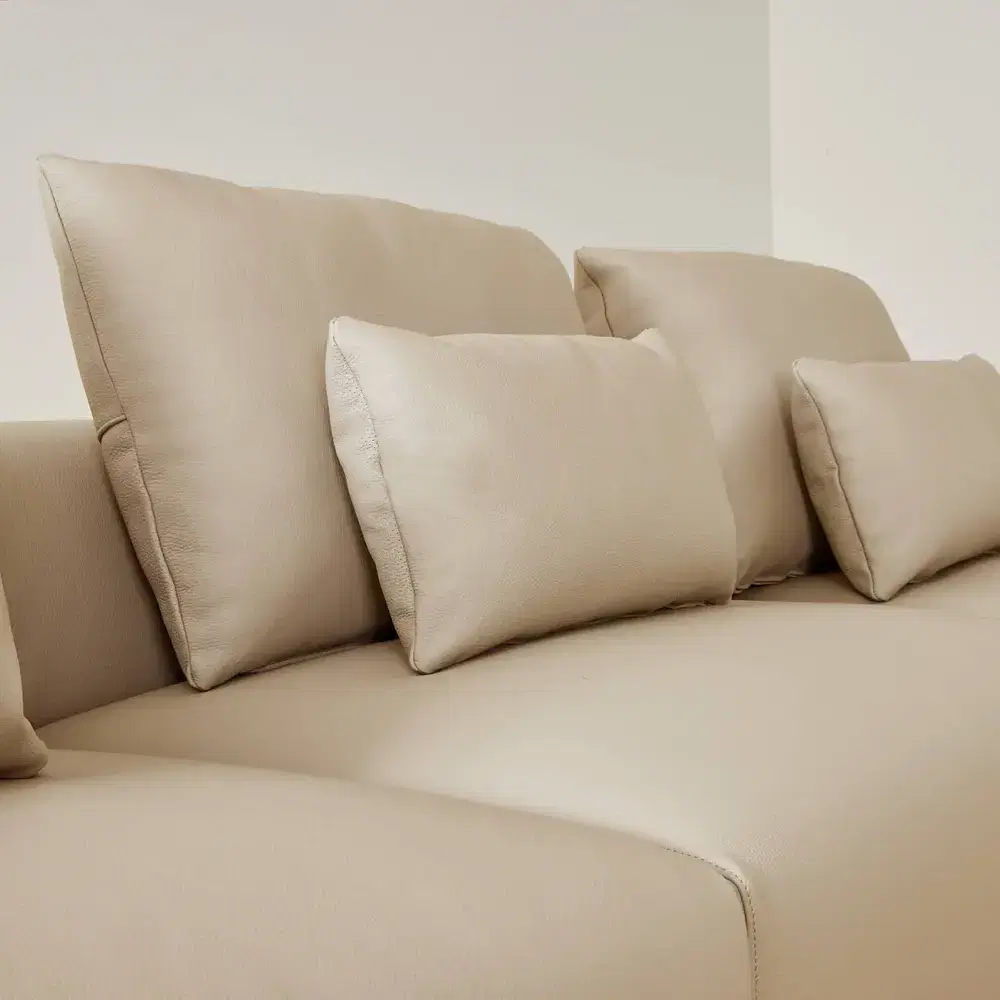 Riviera Almond Cream 5 Pieces Modular Leather Sofa