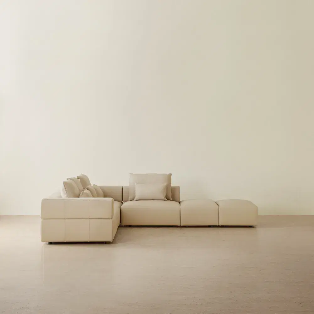 Riviera Almond Cream Leather Modular Sofa
