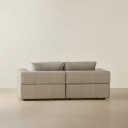 Riviera Milk Coffee 2 Pieces Modular Leather Sofa