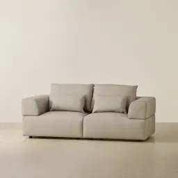 Riviera Milk Coffee 2 Pieces Modular Leather Sofa