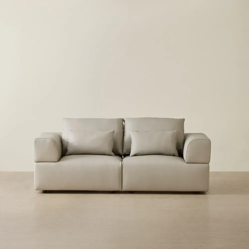 Riviera Milk Coffee 2 Pieces Modular Leather Sofa