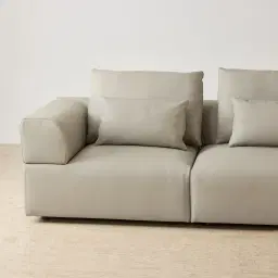 Riviera Milk Coffee 2 Pieces Modular Leather Sofa