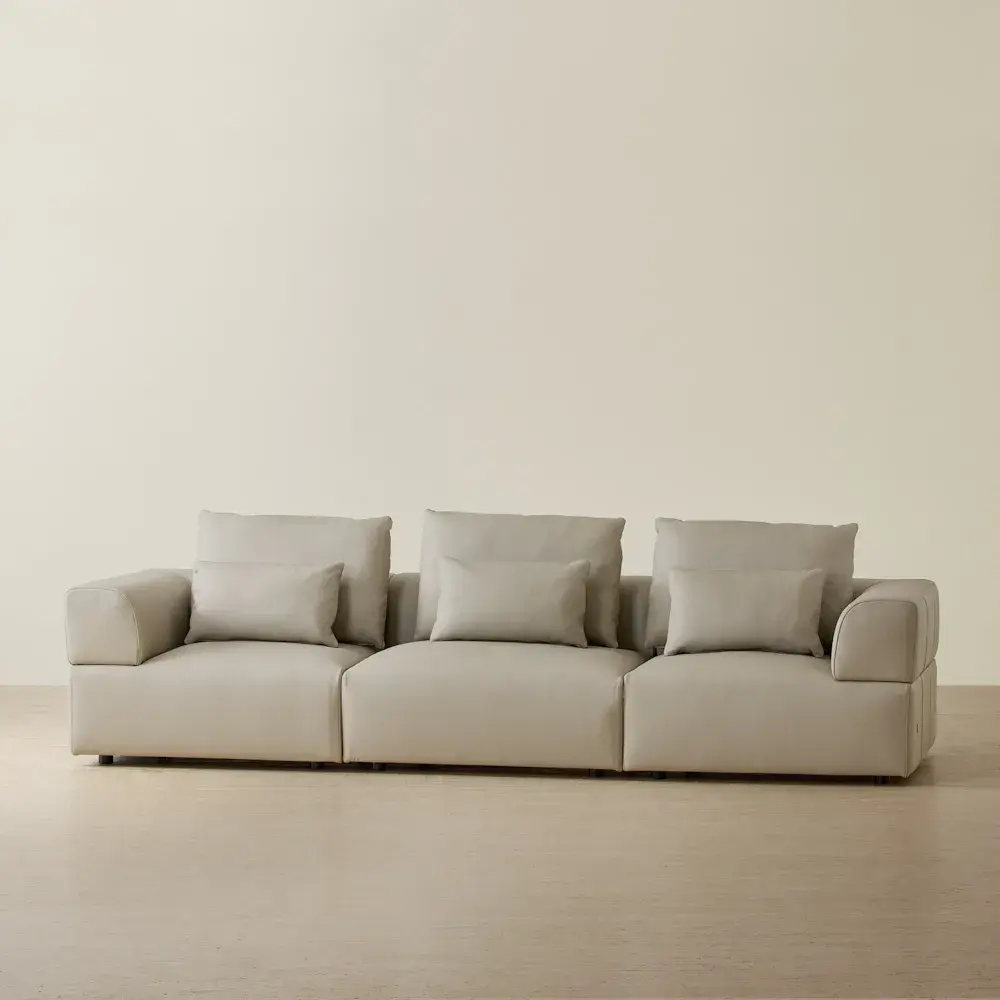 Riviera Milk Coffee 3 Pieces Modular Leather Sofa