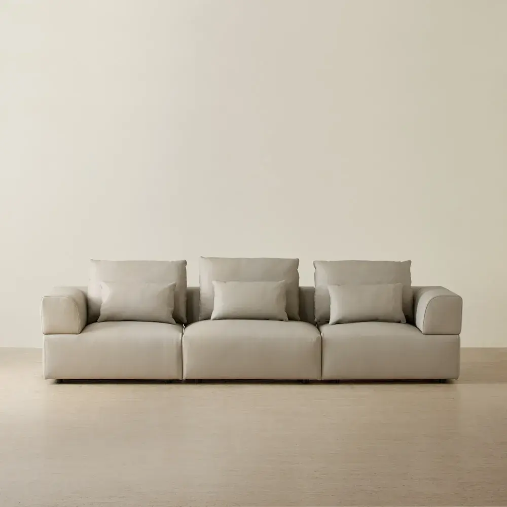 Riviera Milk Coffee 3 Pieces Modular Leather Sofa