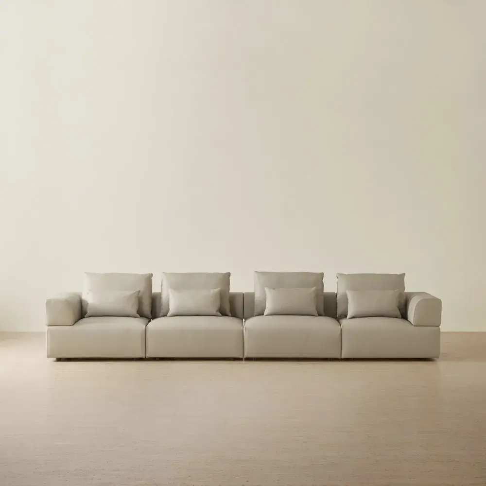 Riviera Milk Coffee 4 Pieces Modular Leather Sofa