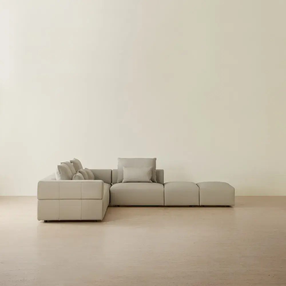 Riviera Milk Coffee Leather Modular Sofa