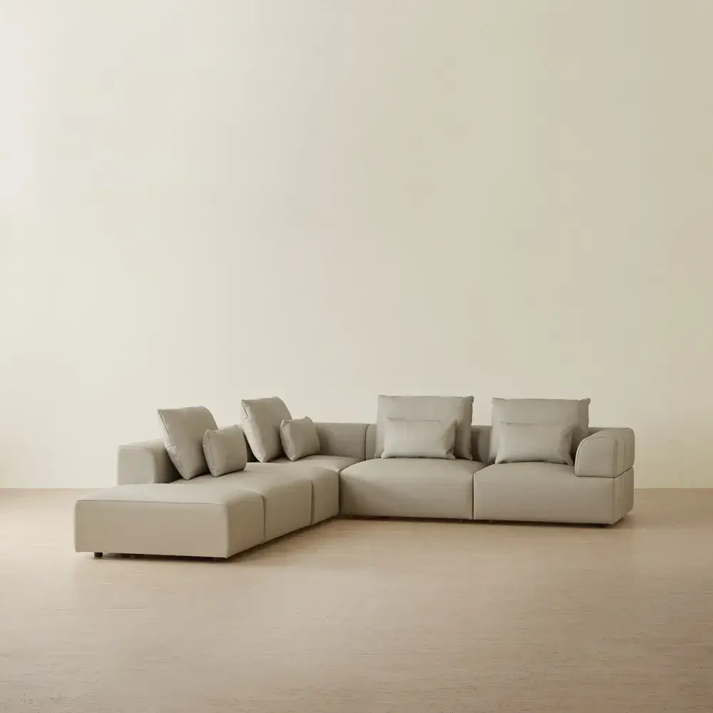 Riviera Milk Coffee Leather Modular Sofa