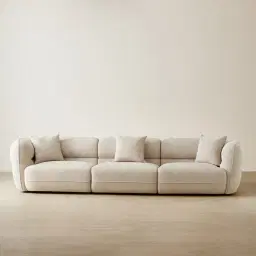 Isabella Cloud Cream 3 Pieces Modular Fabric Sofa