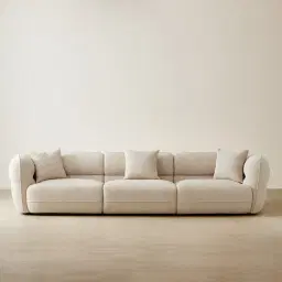 Isabella Cloud Cream 3 Pieces Modular Fabric Sofa