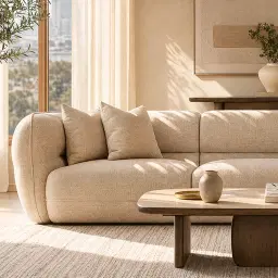 Isabella Cloud Cream 2 Pieces Modular Fabric Sofa