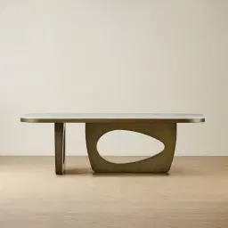 Aspen Statuario White Sintered Stone Curved Dining Table - Brushed Bronze Legs 240x118cm