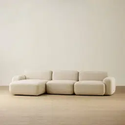 Capri Pearl Beige 3 Pieces Modular Left Chaise Sofa