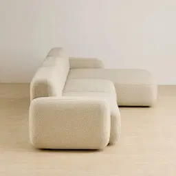 Capri Pearl Beige 3 Pieces Modular Right Chaise Sofa