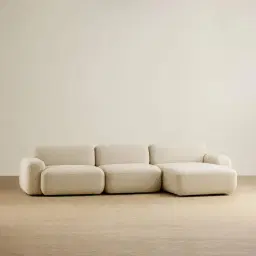 Capri Pearl Beige 3 Pieces Modular Right Chaise Sofa