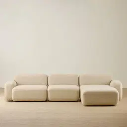 Capri Pearl Beige 4 Pieces Sofa with Ottoman