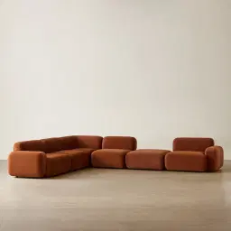 Capri Copper Brown Velveteen Modular Corner Sofa