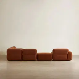 Capri Copper Brown Velveteen Modular Corner Sofa - Left Chaise