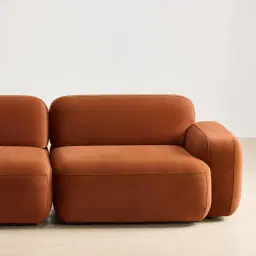 Capri Copper Brown Velveteen Modular Corner Sofa - Left Chaise