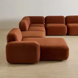 Capri Copper Brown Velveteen Modular Corner Sofa - Left Chaise