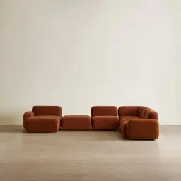 Capri Copper Brown Velveteen Modular Corner Sofa - Left Chaise