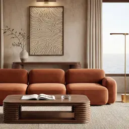 Capri Copper Brown Velveteen 3 Pieces Sofa