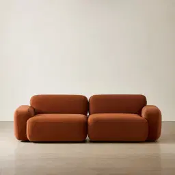 Capri Copper Brown Velveteen 2 Pieces Sofa