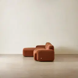 Capri Copper Brown Velveteen 3 Pieces Modular Left Chaise Sofa