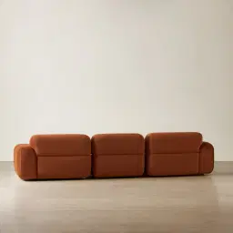 Capri Copper Brown Velveteen 3 Pieces Modular Left Chaise Sofa