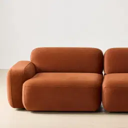 Capri Copper Brown Velveteen 3 Pieces Modular Right Chaise Sofa