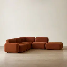 Capri Copper Brown Velveteen 5 Pieces Sofa