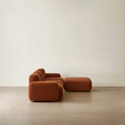 Capri Copper Brown Velveteen 4 Pieces Sofa with Ottoman