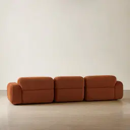 Capri Copper Brown Velveteen 4 Pieces Sofa with Ottoman