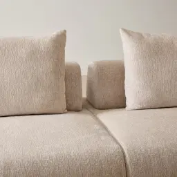 Soluna Powder White Chenille Fabric 6 Pieces Modular Corner Sofa with Left and Right Terminal