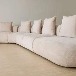 Soluna Powder White Chenille Fabric 6 Pieces Modular Corner Sofa with Left and Right Terminal