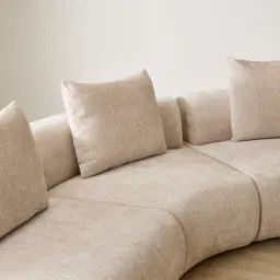 Soluna Powder White Chenille Fabric 6 Pieces Modular Corner Sofa with Left and Right Terminal