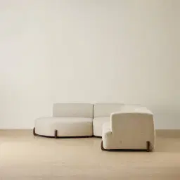 Calma Pearl Beige Fabric 4 Pieces Modular Corner Sofa with Right Arm and Left Cuddler