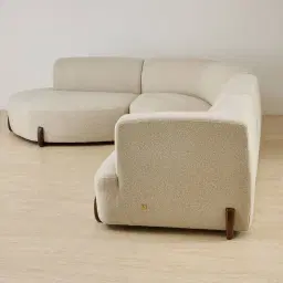 Calma Pearl Beige Fabric 4 Pieces Modular Corner Sofa with Right Arm and Left Cuddler