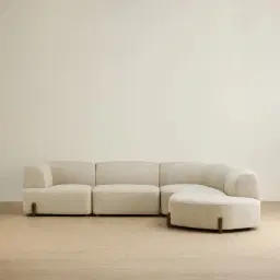 Calma Pearl Beige Fabric 4 Pieces Modular Corner Sofa with Left Arm and Right Cuddler