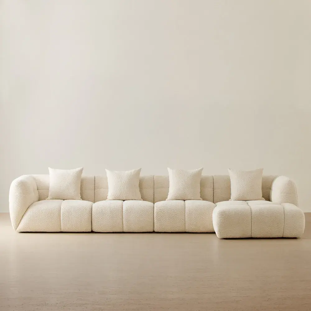 Amity Stone Cream Woven Fabric Modular Sofa