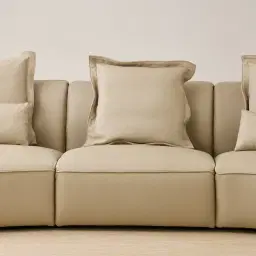 Spencer Almond Cream Leather 3 Pieces Modular Sofa with Right Arm and Left Terminal