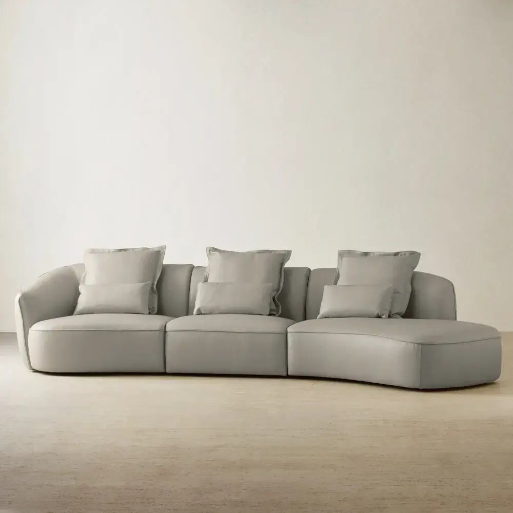 Spencer Milk Coffee Leather 3 Pieces Modular Sofa with Left Arm and Right Terminal