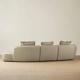 Spencer Milk Coffee Leather 3 Pieces Modular Sofa with Left Arm and Right Terminal