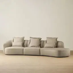 Spencer Milk Coffee Leather 3 Pieces Modular Sofa with Left Arm and Right Terminal