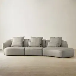 Spencer Milk Coffee Leather 3 Pieces Modular Sofa with Left Arm and Right Terminal