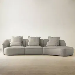 Spencer Milk Coffee Leather 3 Pieces Modular Sofa with Left Arm and Right Terminal